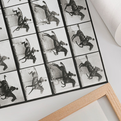 Stampa su tela moderna Tavola 640 di Animal Locomotion (1887), equitazione fotografata da Eadweard Muybridge