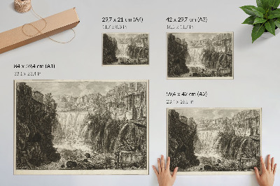 Poster murale di alta qualità Veduta della Grande Cascata di Tivoli, da Vedute di Roma di Giovanni Battista Piranesi