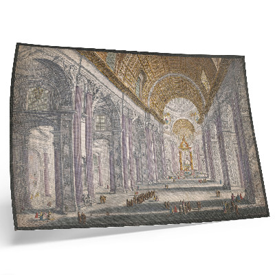 Stampa su tela moderna Gezicht op het interieur van de Sint Pietersbasiliek te Vaticaanstad di Anonimo e Giovanni Battista Piranesi