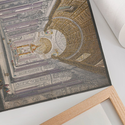 Stampa su tela moderna Gezicht op het interieur van de Sint Pietersbasiliek te Vaticaanstad di Anonimo e Giovanni Battista Piranesi