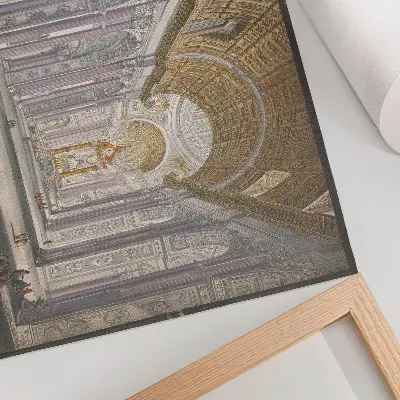 Stampa su tela moderna riproduzione dell'opera Veduta dell'interno della Basilica di San Pietro in Vaticano di Anonimo e Giovanni Battista Piranesi