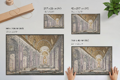 Stampa su tela moderna Gezicht op het interieur van de Sint Pietersbasiliek te Vaticaanstad di Anonimo e Giovanni Battista Piranesi