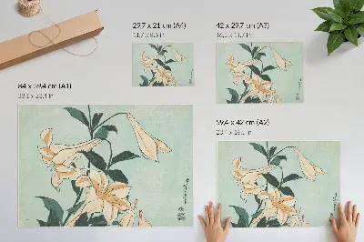 Gigli (1833–1834 circa) di Katsushika Hokusai stampa su tela moderna in alta risoluzione