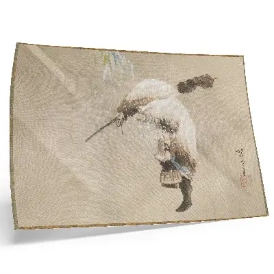 Poster di Un pescatore che trasporta una rete nella neve (circa 1821) di Katsushika Hokusai in alta risoluzione