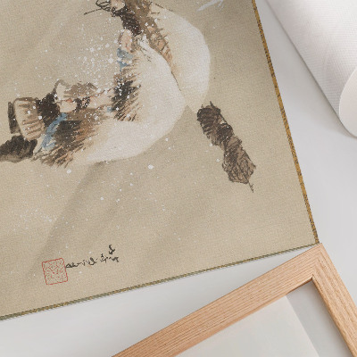 Poster Un pescatore che trasporta una rete nella neve (circa 1821) in alta risoluzione di Katsushika Hokusai