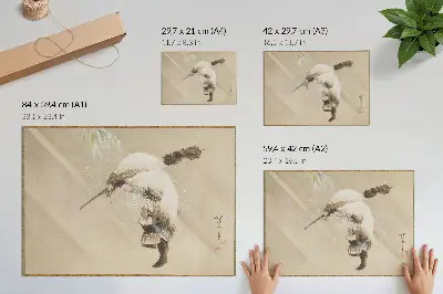 Poster di Un pescatore che trasporta una rete nella neve (circa 1821) di Katsushika Hokusai in alta risoluzione