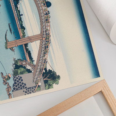 Poster Veduta da sotto il ponte Mannenbashi a Fukagawa, 1985, di Katsushika Hokusai