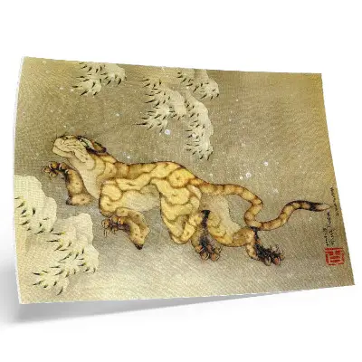 Tigre nella neve di Katsushika Hokusai poster dai colori saturi