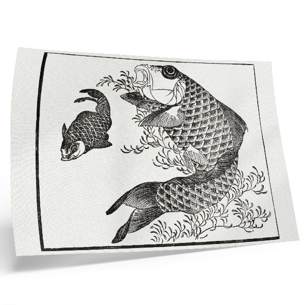Poster murale di alta qualità La carpa di Hokusai, un'illustrazione giapponese di un animale.