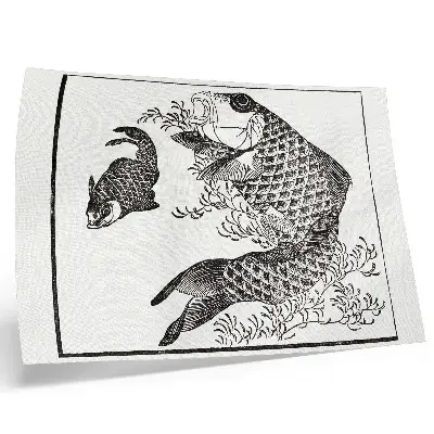 Poster murale di alta qualità illustrazione giapponese raffigurante una carpa di Hokusai