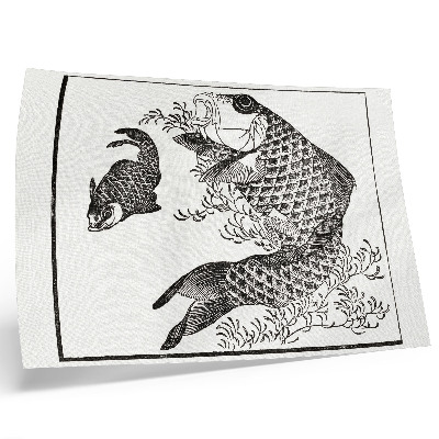 Poster murale di alta qualità La carpa di Hokusai, un'illustrazione giapponese di un animale.