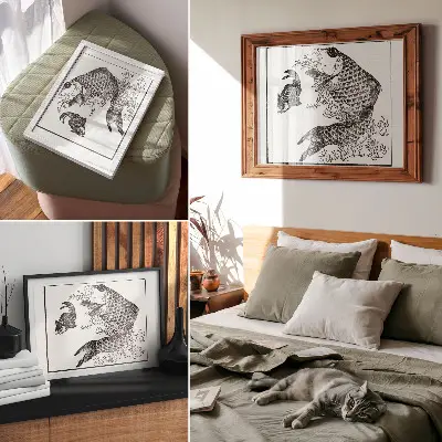 Poster murale di alta qualità illustrazione giapponese raffigurante una carpa di Hokusai