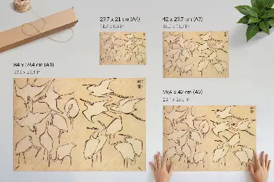 Poster Aironi di Katsushika Hokusai tratti da Lezioni rapide di disegno semplificato del 1823