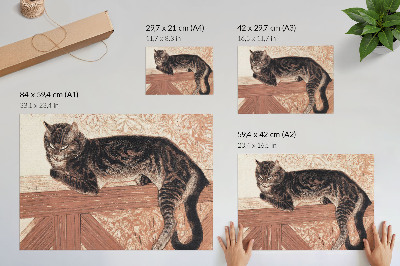 Poster dai colori saturi Gatto su una balaustra di Théophile-Alexandre Pierre Steinlen