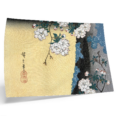 Poster dai colori saturi Fiori di ciliegio giapponesi (1837) – xilografia d'epoca di Utagawa Hiroshige