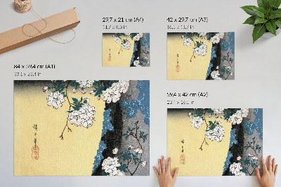 Poster dai colori saturi Fiori di ciliegio giapponesi (1837) – xilografia d'epoca di Utagawa Hiroshige