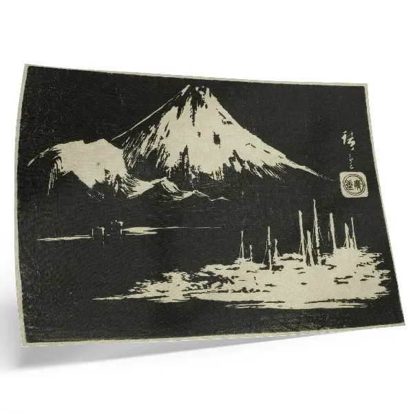 Poster murale di alta qualità riproduzione dell'opera Seikenji a Fuji, dalla serie Specchio delle vedute delle province
