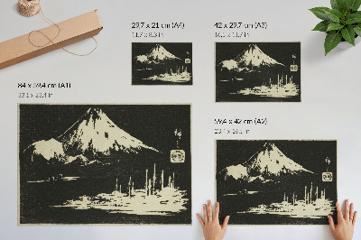 Poster murale di alta qualità Seikenji Fuji, dalla serie Specchio delle riproduzioni su pietra di vedute delle province (Kohon meihitsu ishizuri kagami)