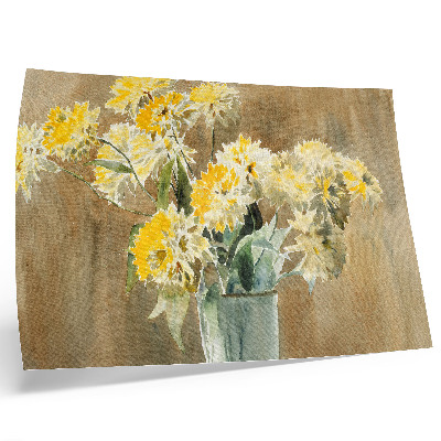 Poster dai colori saturi Vaso con fiori gialli (1915) di Hannah Borger Overbeck