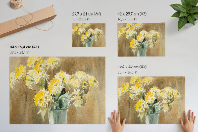 Poster dai colori saturi Vaso con fiori gialli (1915) di Hannah Borger Overbeck