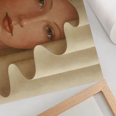 Poster Una donna con un velo ondulato con colori saturi