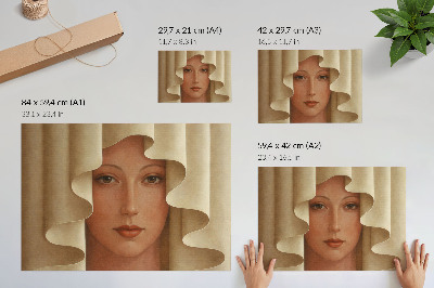Poster dai colori saturi Una donna con un velo ondulato