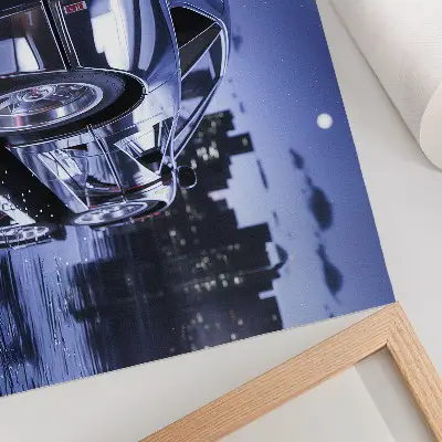 Poster murale di alta qualità con un'auto sportiva in un paesaggio urbano di notte