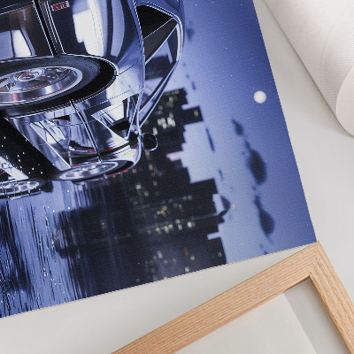 Poster murale di alta qualità Un'auto sportiva in un paesaggio urbano di notte