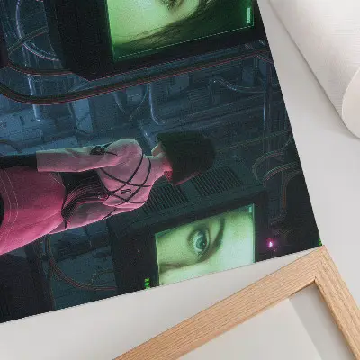 Poster con illustrazione di donna digitale con colori saturi