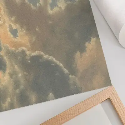 Poster murale di alta qualità con nuvole nel cielo nelle tonalità del grigio e del beige