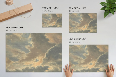 Poster murale di alta qualità Nuvole nel cielo nelle tonalità del grigio e del beige