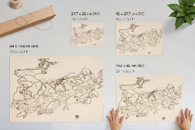 Stampa su tela moderna Torrente di montagna (1917) di Egon Schiele – disegno a tratto dalla collezione del MET Museum
