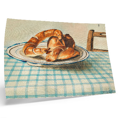 Poster dai colori saturi Natura morta con un piatto di torta di Egon Schiele