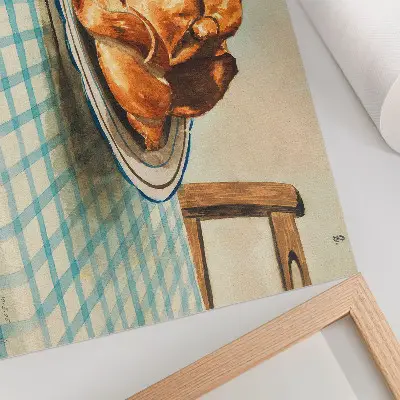 Natura morta con piatto di torta di Egon Schiele poster dai colori saturi