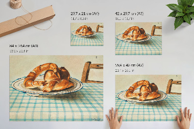 Poster dai colori saturi Natura morta con un piatto di torta di Egon Schiele