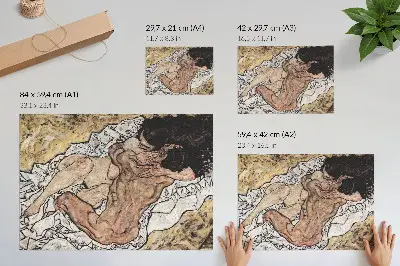 Poster murale di alta qualità L'abbraccio (1917) di Egon Schiele stampa artistica d'arredo