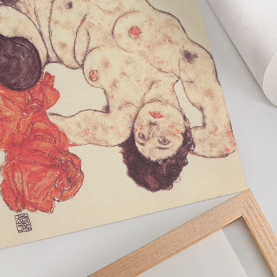 Stampa su tela moderna Nudo femminile con asciugamano giallo (1917) di Egon Schiele