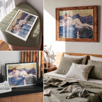 Poster murale di alta qualità Donna nuda che mostra il seno, opera d'arte erotica d'epoca di Henri de Toulouse-Lautrec