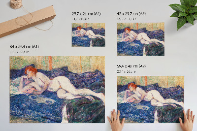 Poster murale di alta qualità Donna nuda che mostra il seno, opera d'arte erotica d'epoca di Henri de Toulouse-Lautrec