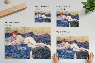 Poster murale di alta qualità riproduzione dell'opera d'arte erotica d'epoca di Henri de Toulouse-Lautrec raffigurante una donna nuda