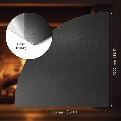 Lastra per caminetto Nera in lamiera a quarto di cerchio