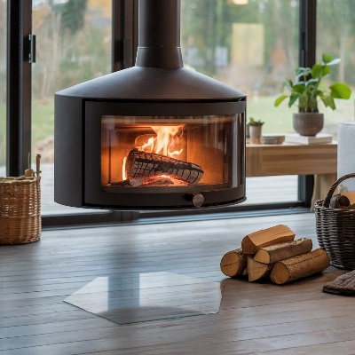 Vetro sotto il camino esagonale trasparente