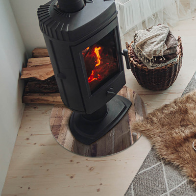 Lastra in vetro per caminetto rotondo Tavola di legno nel layout