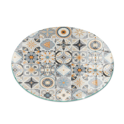 Vetro sotto stufa rotondo Motivi a mosaico nelle piastrelle