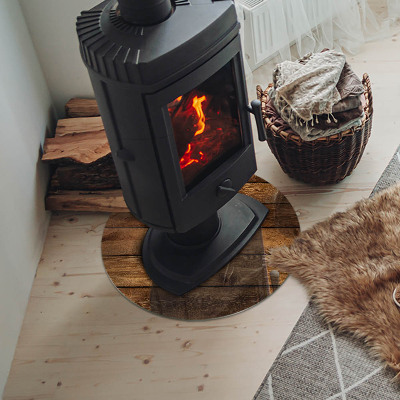 Lastra in vetro per caminetto rotondo Tavola di legno con venature