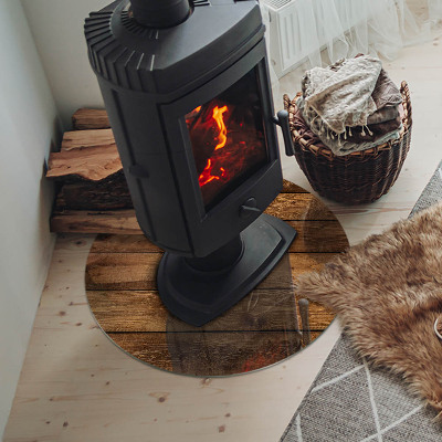 Lastra in vetro per caminetto rotondo Tavola di legno con venature