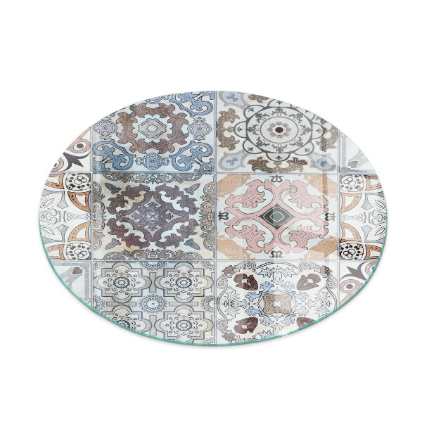 Vetro sotto stufa rotondo Motivi a mosaico nelle piastrelle