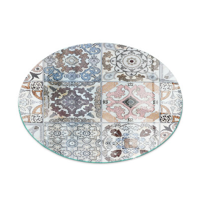 Vetro sotto stufa rotondo Motivi a mosaico nelle piastrelle