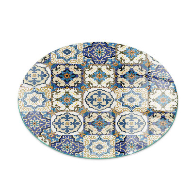 Lastra in vetro per caminetto rotondo Motivo a mosaico con fiori