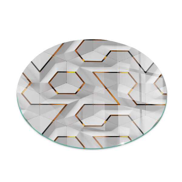 Vetro sotto stufa rotondo Motivo geometrico 3D